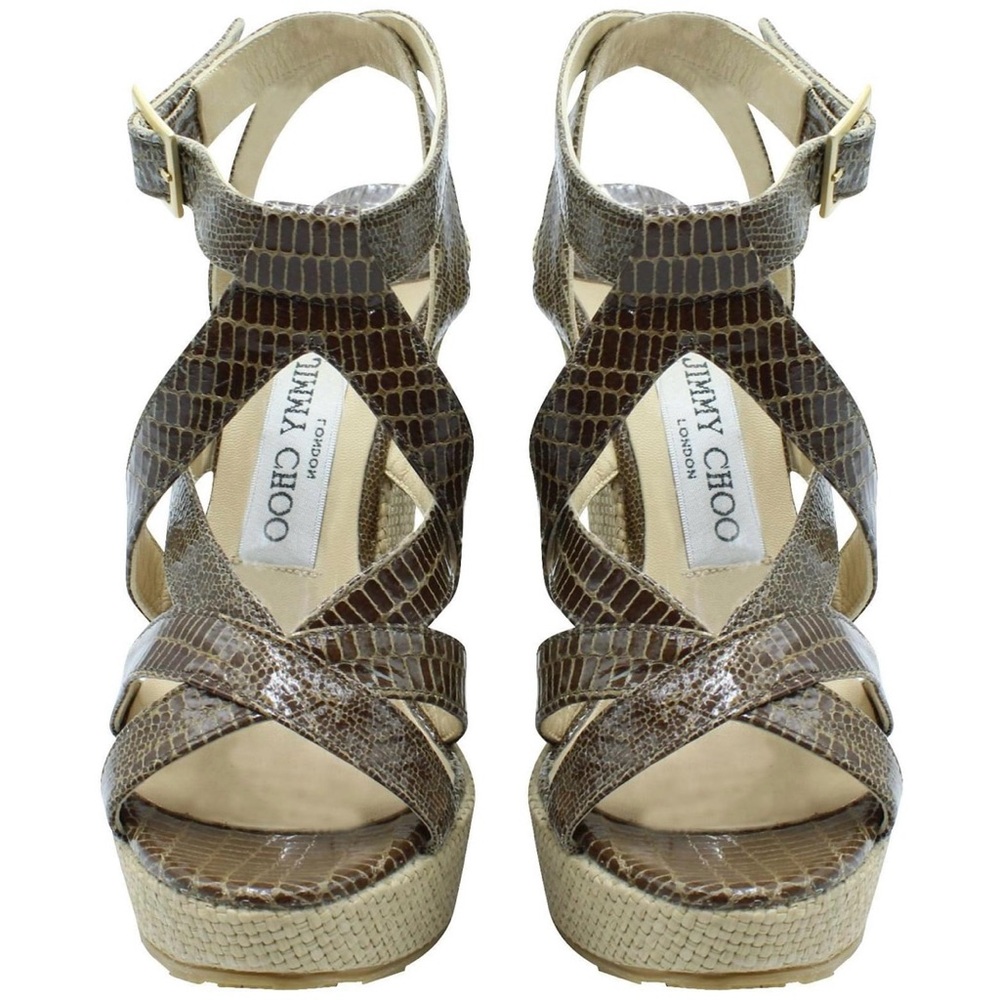 Jimmy Choo Brown Platform Sandals with Strappy Design